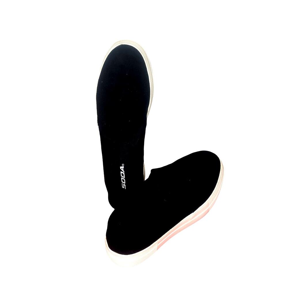 Soda Black Slip On Wedge Shoes Size 9